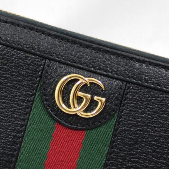 Gucci Wallet Leather Ophidia Zip Around Sherry Line Long Black - Picture 4 of 10